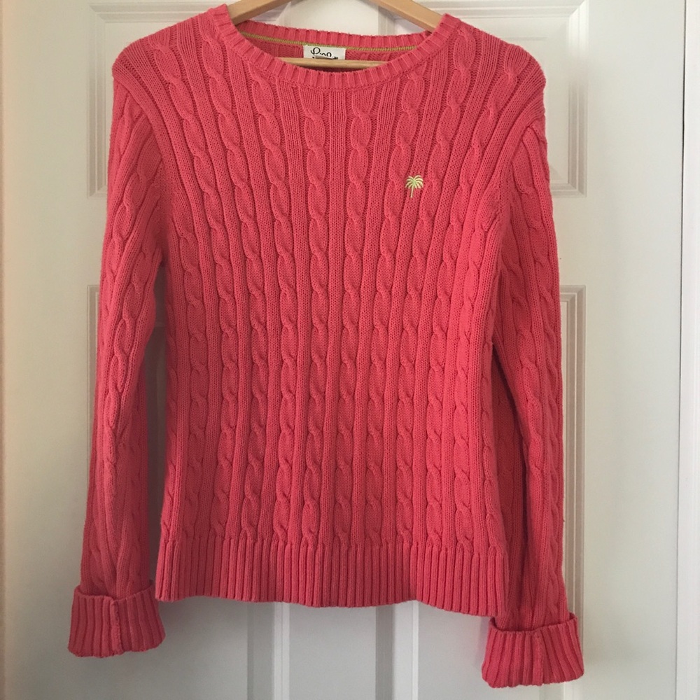 Lilly Pulitzer pink cable knit sweater - EUC!